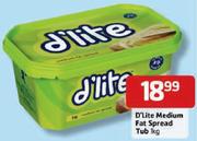 D'Lite Medium Fat Spread Tub - 1kg