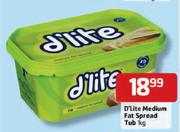 D'Lite Medium Fat Spread Tub-1kg