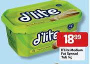 D'Lite Medium Fat Spread Tub-1kg