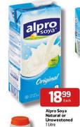 Alpro Soya Natural or Unsweetened-1ltr Each