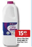 Clover The One Fresh Milk 1% Low Fat-2ltr Each