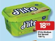 D'Lite-Medium Fat Spread Tub-1kg