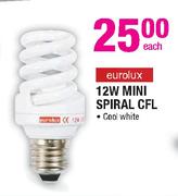 Eurolux 12W Mini Spiral CFL Cool White-Each