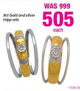 9ct Gold And Silver Tripp Sets Each