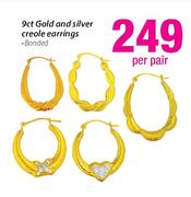 9ct Gold And Silver Create Earring Banded-Per Pair