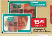 Housebrand Streaky/Back Bacon-200gm Each