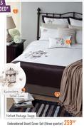  Embroidered Duvet Cover Set (Three Quarter)