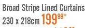 Broad Stripe Lined Curtains-230 x 218cm