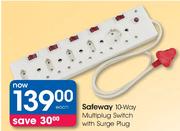 Safeway 10 Way Multiplug Switch With Surge Plug-Each