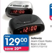 Safeway Alarm Clock Radio Black Or Silver(SCR111/112/113-Each