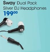 Sway Dual Pack Silver DJ Headphones-Each
