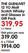 The Glenlivet 12 YO Malt Scotch Whisky And Glasses In Gift Pack-6x750ml