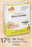 Olli Organic Stage 1 Organic Rice Cereal-100g Each