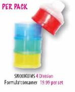 Snookums 4 Division Formula Concainer