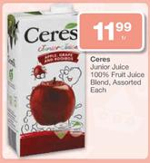 Ceres Junior Juice 100% Fruit Juice Blend, Assorted Each-1 Ltr