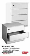 3 Drawer Unit-550mm x 542mm x 450mm