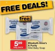  Elizabeth Anne's & Purity Mild Baby Soap 100g-Each