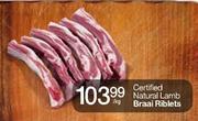 Certified Natural Lamb Braai Riblets-Per kg  