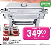 Aro 8 Ltr Rectangular Chafing Dish + 4 Chafing Fuel