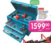 Makita 14.4V Impact Drill Kit Plus 116 Pcs Accessory Set