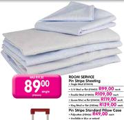 Room Service Pin Stripe Sheeting King Fitted or Flat-Each