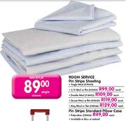Room Service Pin Stripe Sheeting Double Fitted-Each