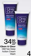 Clean & Clear Oil-Free Deep Action Cream Wash-100ml 