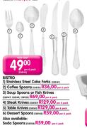 Bistro stainless Steel Cake Forks-Per 6's pack