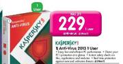 Kaspersky Anti Virus 2013 1 User