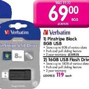 Verbatim Pinstripe Black 8GB USB