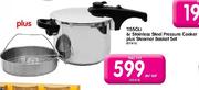 Tissoli 6 ltr Stainless Steel Pressure Cooker Plus Steamer Basket Set-Each