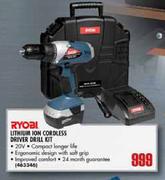Ryobi Lithum Ion Cordless Driver Drill Kit-20V