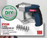 Ryobi 15 Piece Screwdriver Kit