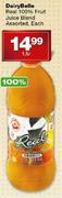 DairyBelle Real 100% Fruit Juice Blend Assorted-1.5L Each