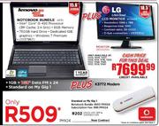 Lenovo Notebook Bundle (G570) + LG LCD Monitor-18.5" + K3772 Modem