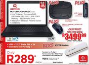 Compaq Notebook Bundle (CQ57) + Notebook Bag + 4GB Flash Drive + Genius Traveller Mouse +K3772 Modem