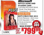 Microsoft Office Home & Student 2010 Plus Quick Heal Anti Virus PRO 2012