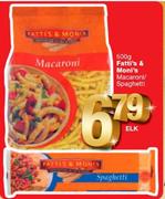 Fatti's & Moni's Macroni/Spaghetti-500gm Each