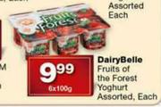 Dairy Belle Fruits Of The Forest Yoghurt Assorted-6x100g