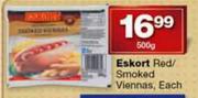 Eskort Red/Smoked Viennas-500g