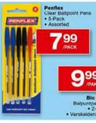 Penflex Clear Ballpoint Pens-5's Per Pack