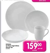 Donna High White Dinner Set-16 Piece