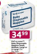 PNP No Name Baby Disposable Nappies Small, Medium, Large Or X-Large-25's Per Pack
