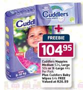 Cuddlers Nappies Medium-52's, Large-50's Or X-Large-44's-Per Pack 
