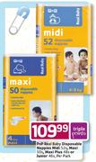 PNP Real Baby Disposable Nappies Midi-52's, Maxi-50's Maxi Plus-48's Or Junior-46's-Per Pack