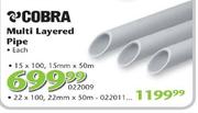 Cobra Multi Layered Pipe 15 x 100,15mm x 50m-Each