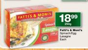Fatti's & Moni's Spinach/Egg Lasagne Each-250g