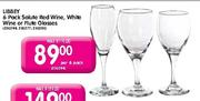 Libbey 6 Pack Salute Red Wine,White Wine Or Flute Glasses Per 6 Pack
