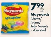 Maynards Chews/Gums/Jelly Sweets Assorted-125g Each