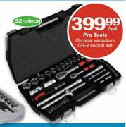Pro Tools Chrome Vanadium CR-V Socket Set-52 Piece